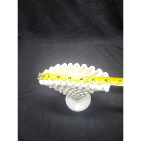 Fenton Milk Glass Hobnail Fan Vase - Picture 5 of 5